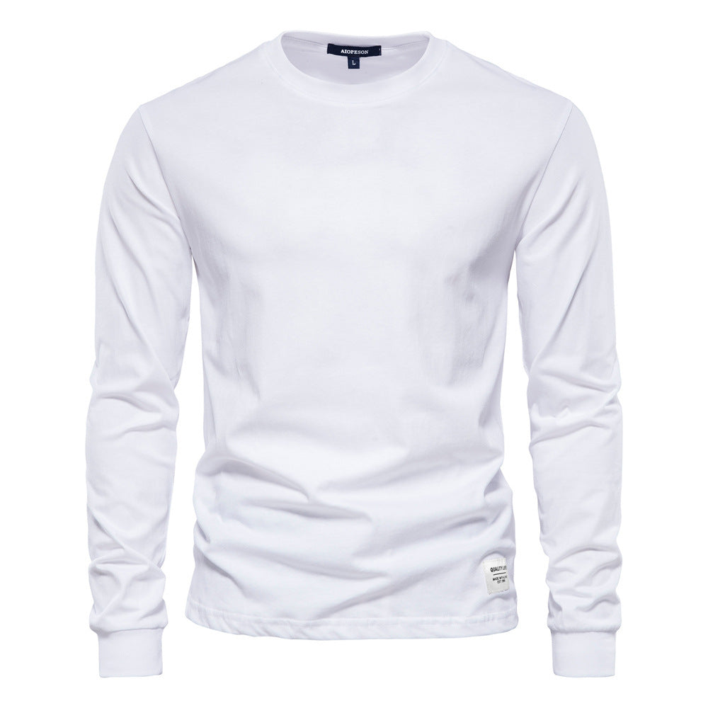 Men's classic long-sleeved cotton shirt with round neck and elastic cuffs StylebySassy