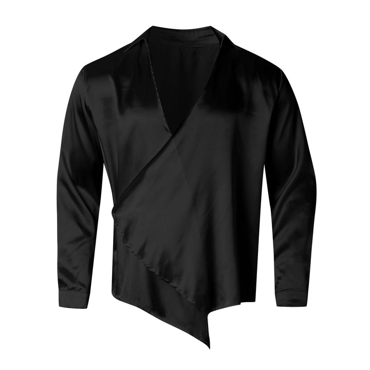 Women nan asymmetric satin wrap blouse with deep V-neck StylebySassy
