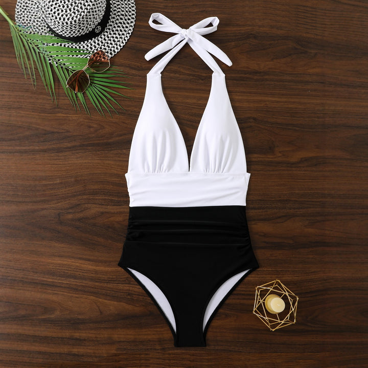 Women Elegant Halterneck Swimsuit with Fashionable Cut StylebySassy