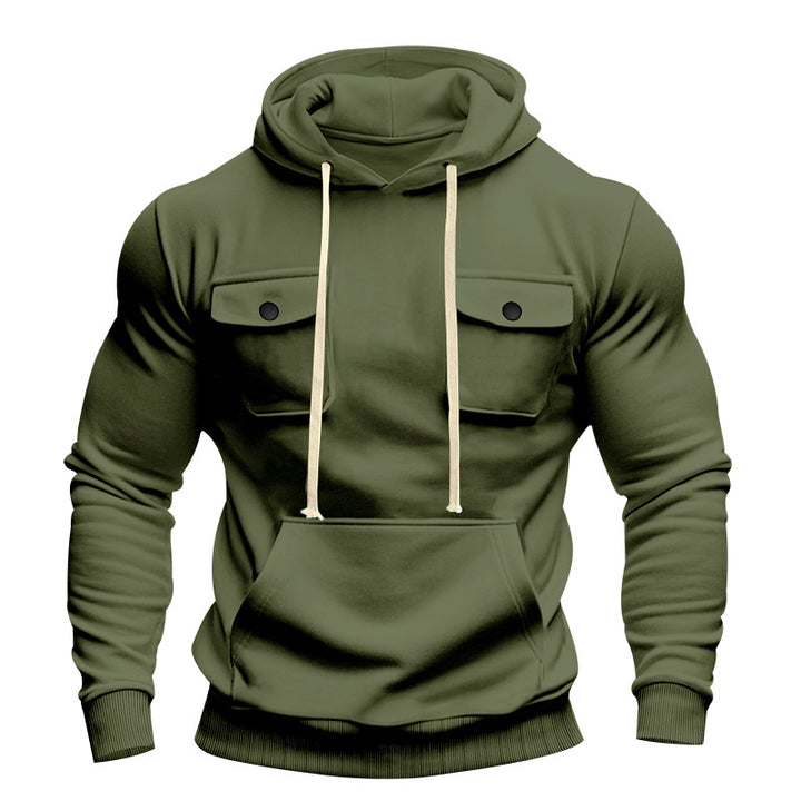 Men's urban hoodie with chest flaps, kangaroo pocket, and athletic fit StylebySassy