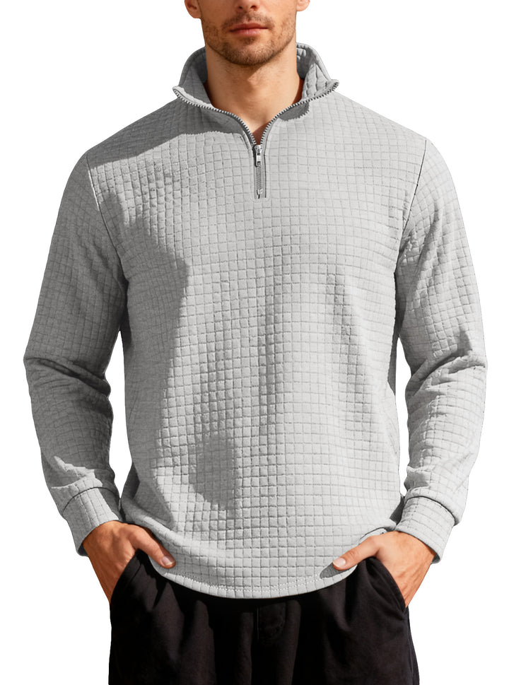 Men's Nano Square Structured Comfort Half Zip Sweater with Stand Collar and Light Padding StylebySassy