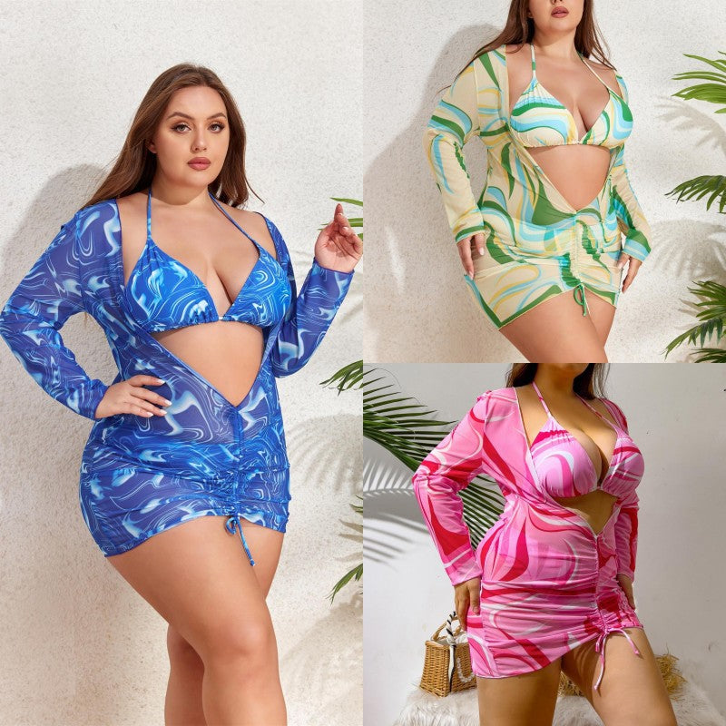Women's Fashionable Swimsuit with Long Sleeve and Wrap Detail StylebySassy