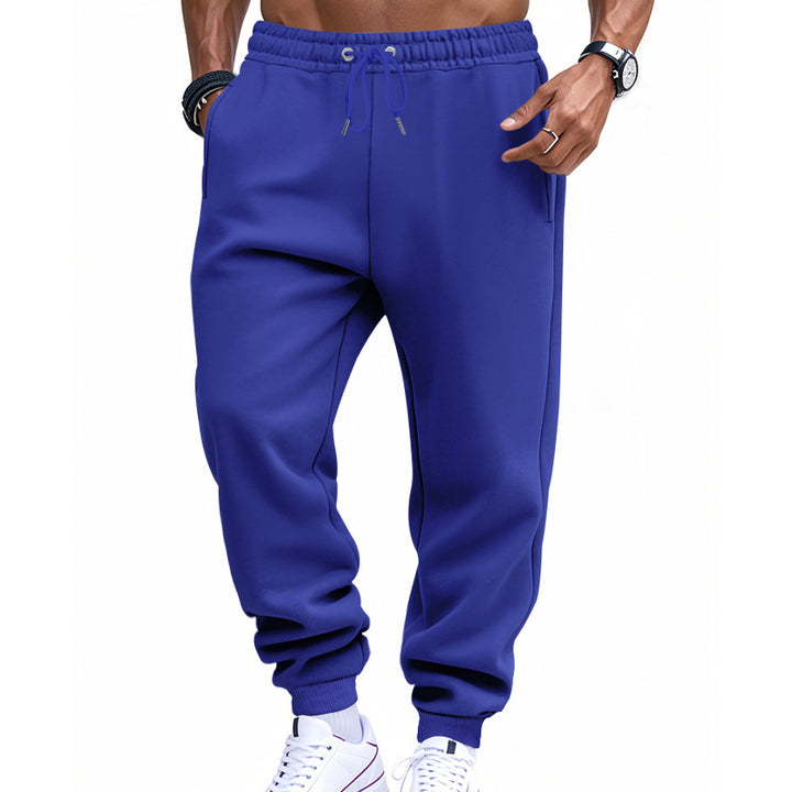 Men's sporty sweat jogging pants with elastic tunnel drawstring waist, ribbed cuffs, and deep side pockets StylebySassy