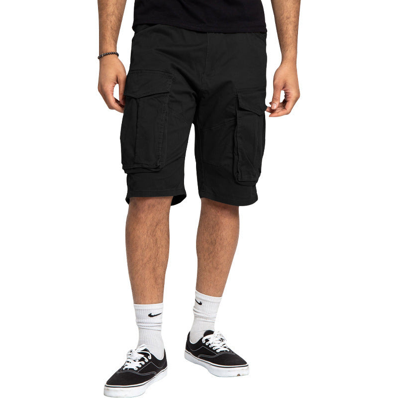 Men's cargo shorts with large flap pockets, straight leg, and loose knee length StylebySassy