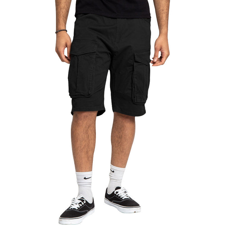 Men's cargo shorts with large flap pockets, straight leg, and loose knee length StylebySassy