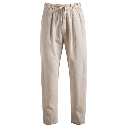 Men's casual pleated trousers with elastic drawstring waistband and tapered leg StylebySassy