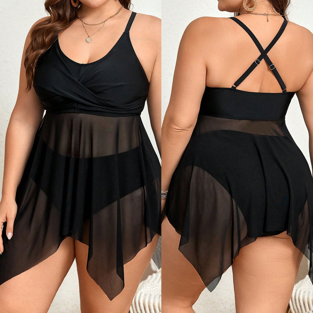 Ladies swimsuit with transparent skirt and sophisticated pleat StylebySassy