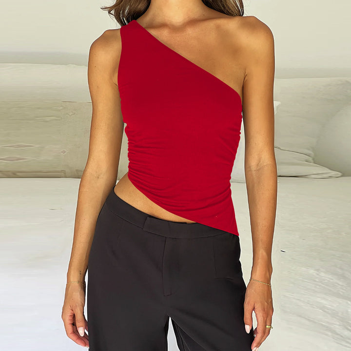 Women's asymmetric top with gathered cut StylebySassy