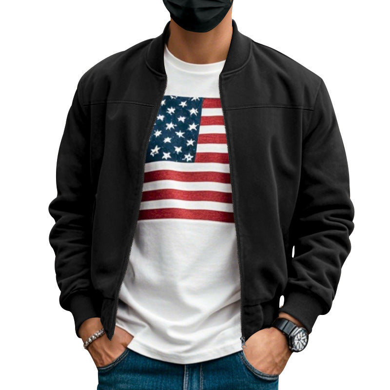 Men's suede look bomber jacket with zipper and ribbed cuffs StylebySassy