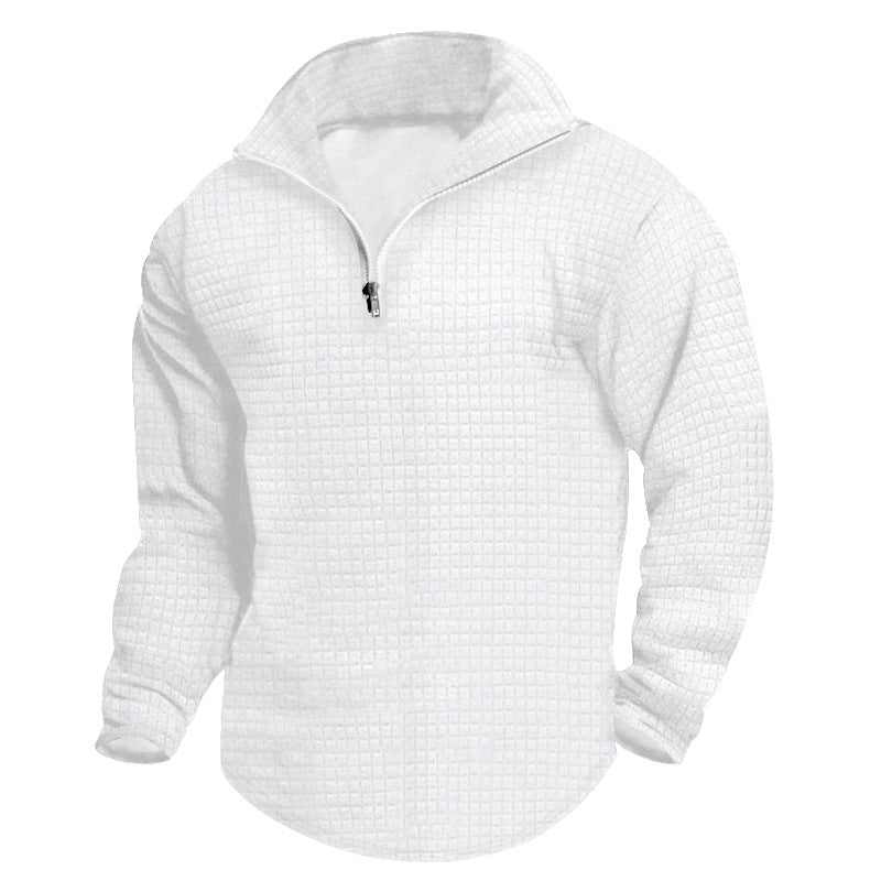 Men's stand-up collar sweatshirt with square structure and short front zip StylebySassy