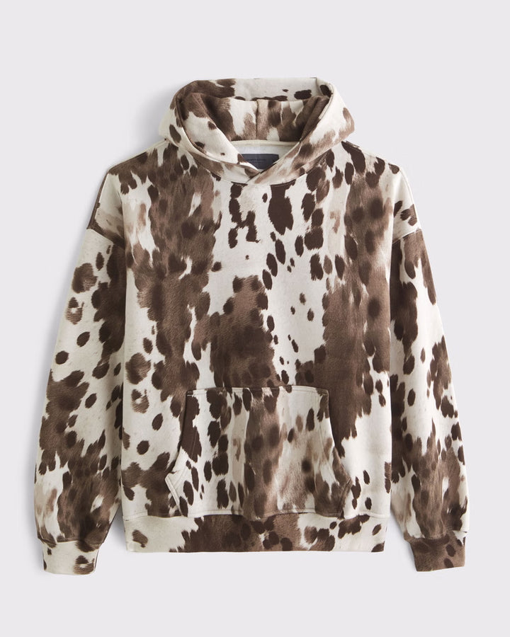 Unisex loose-fit hoodie sweatshirt with subtle leaf texture, double hood without drawstring and kangaroo pocket StylebySassy