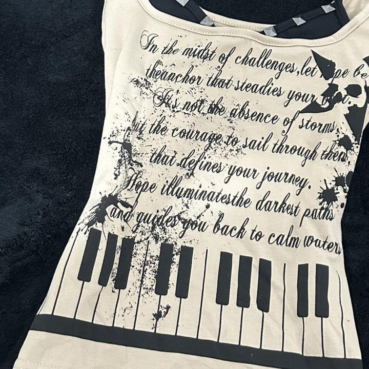 Women's Musical Graphic Tank Top with Unique Cut StylebySassy