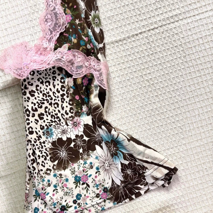 Women Playful Halter Top with Floral and Leopard Pattern StylebySassy