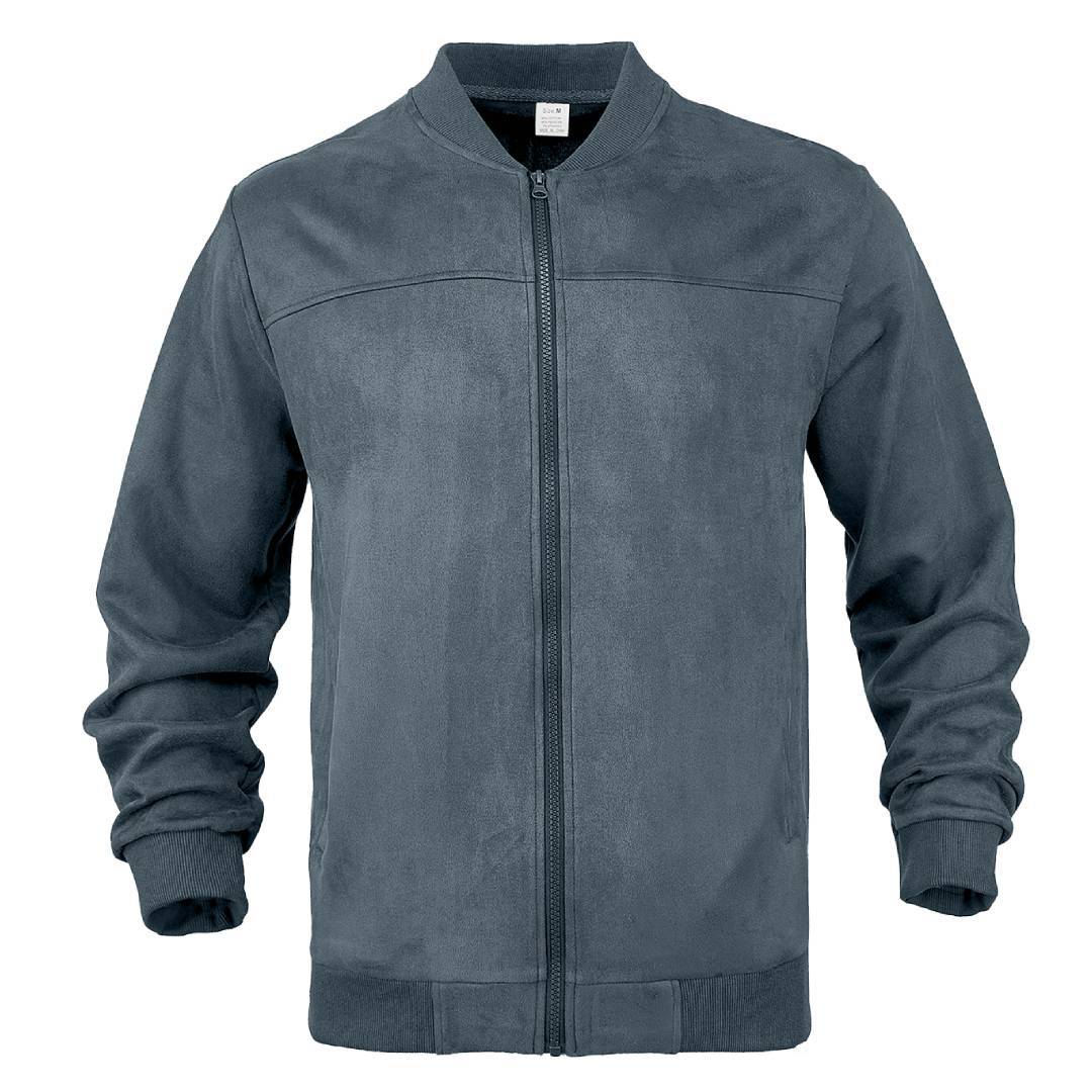 Men's suede bomber jacket with elastic ribbed cuffs StylebySassy