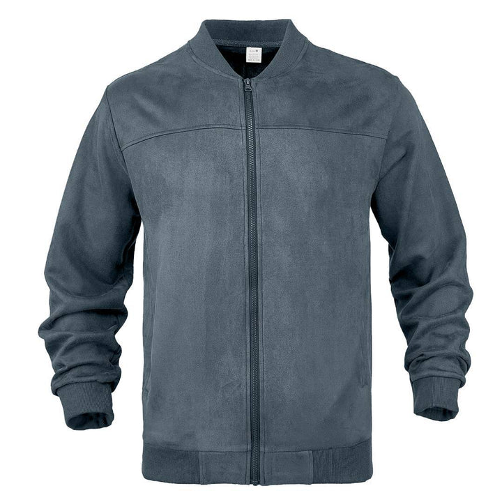 Men's suede bomber jacket with elastic ribbed cuffs StylebySassy