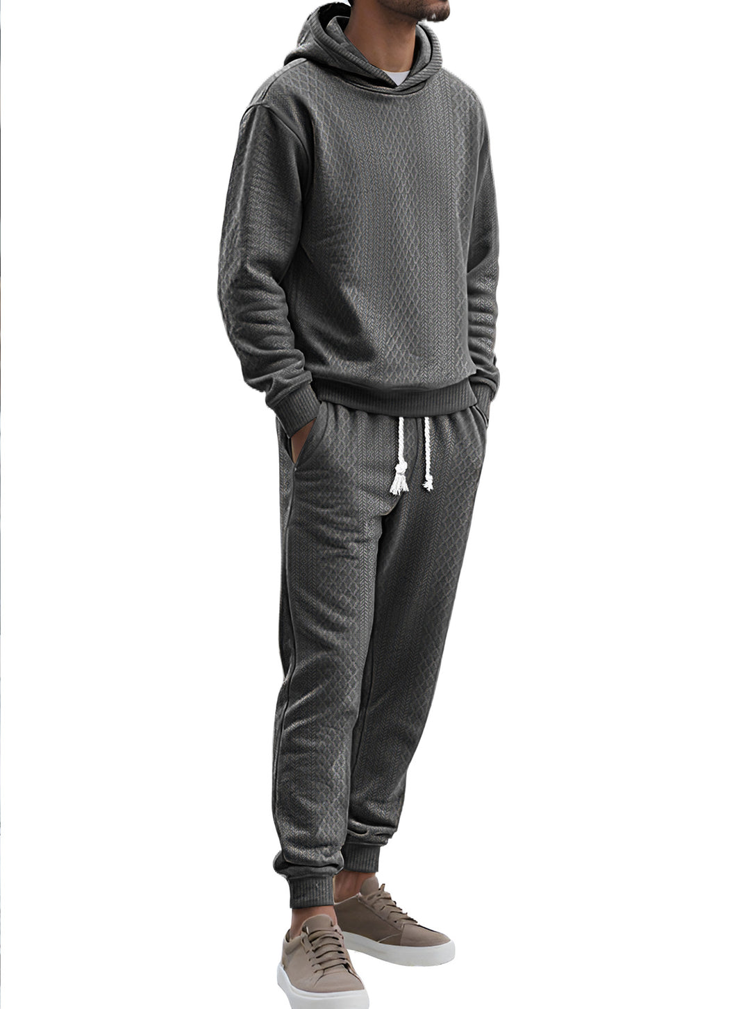 Men's structured velour tracksuit with hoodie and drawstring pants StylebySassy