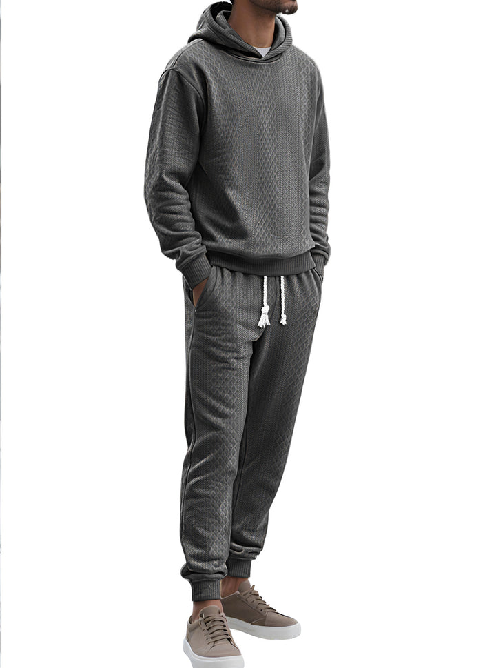 Men's structured velour tracksuit with hoodie and drawstring pants StylebySassy