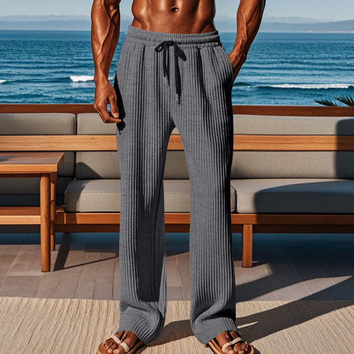 Men's ribbed comfort lounge pants with straight cut drawstring waist and deep side pockets StylebySassy