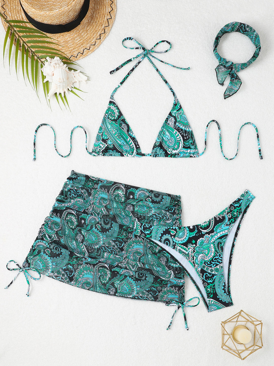 Women's Triangle Bikini Set with Wrap Skirt StylebySassy