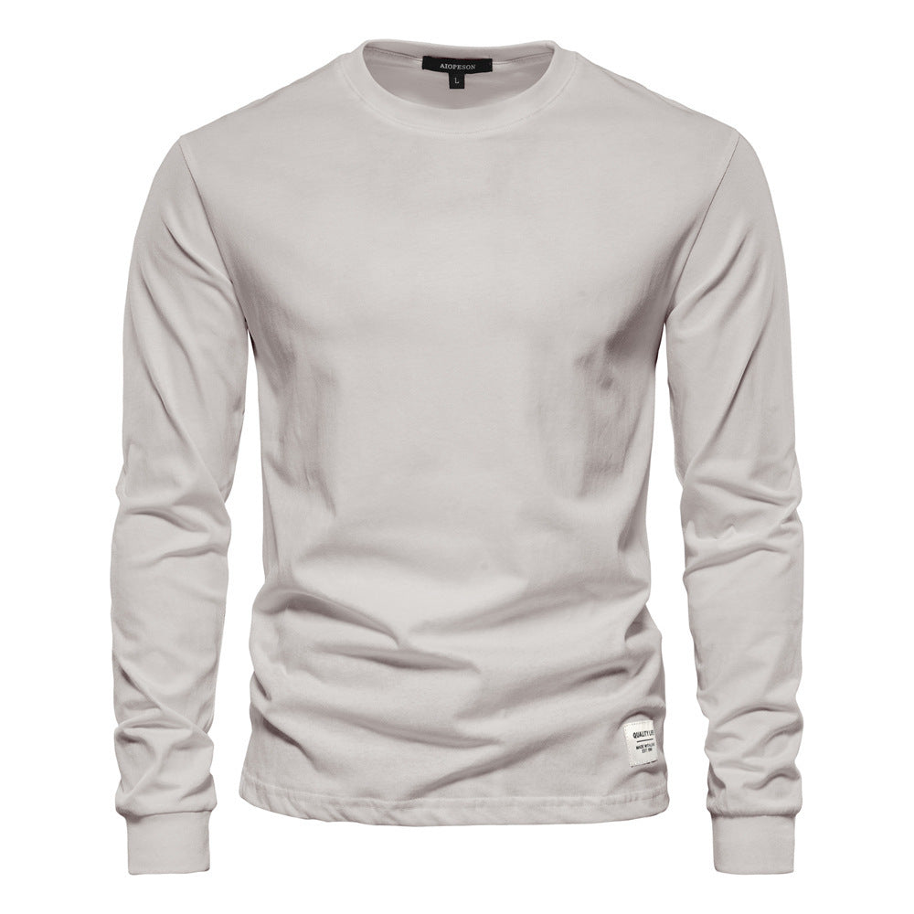 Men's classic long-sleeved cotton shirt with round neck and elastic cuffs StylebySassy