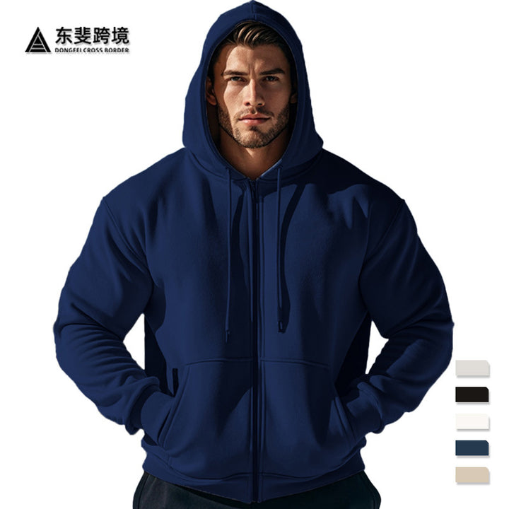 Men's hooded jacket with full zip and concealed zip pockets StylebySassy