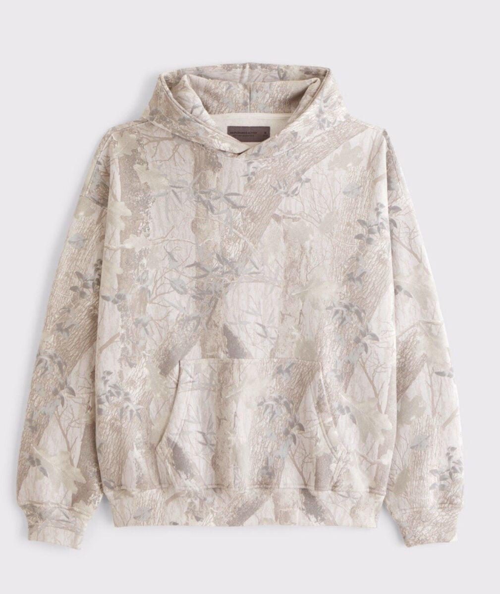 Unisex loose-fit hoodie sweatshirt with subtle leaf texture, double hood without drawstring and kangaroo pocket StylebySassy