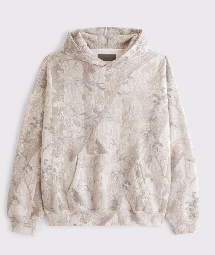Unisex loose-fit hoodie sweatshirt with subtle leaf texture, double hood without drawstring and kangaroo pocket StylebySassy