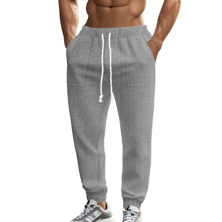 Men's cable knit joggers with drawstring waistband and patch pockets StylebySassy