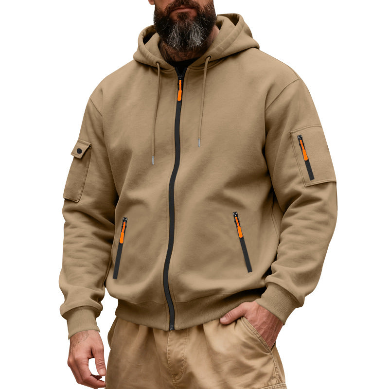 Men's functional hoodie sweat jacket with full zip and arm pocket StylebySassy
