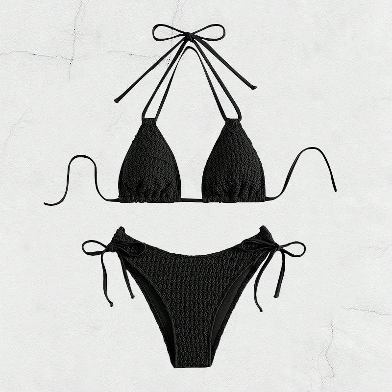 Women Triangle Bikini with adjustable ties and trendy crochet design StylebySassy