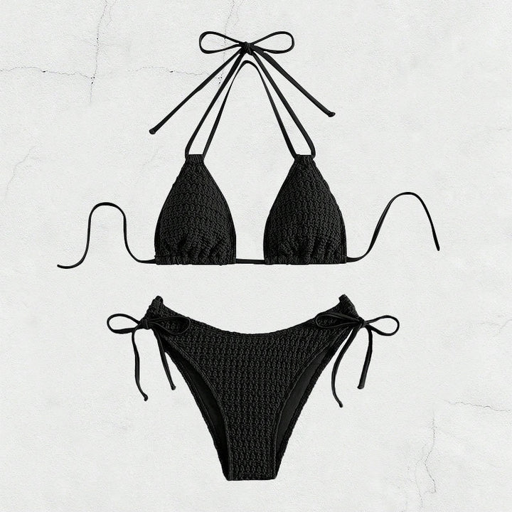 Women Triangle Bikini with adjustable ties and trendy crochet design StylebySassy