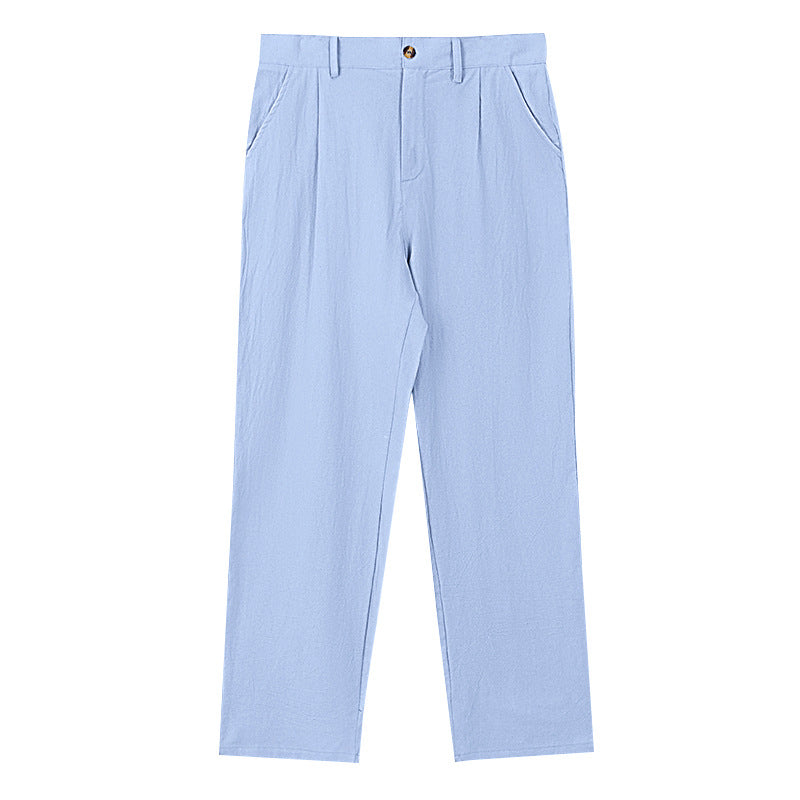 Men's elegant pleated trousers made of lightweight cotton blend with straight cut and belt loops StylebySassy