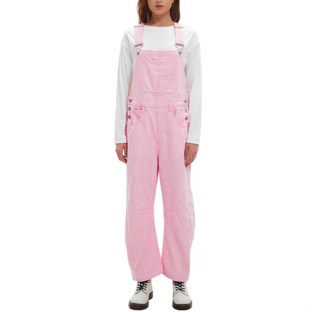 Ladies' wide overall with adjustable straps, large bib pocket, and side snap fasteners StylebySassy