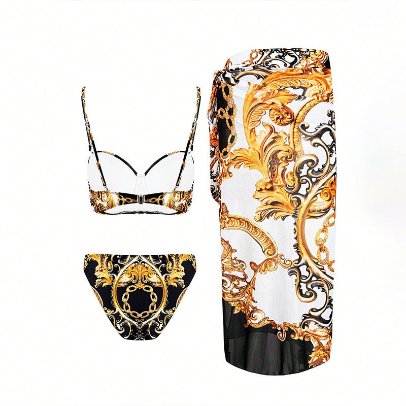 Ladies bikini set with elegant wrap skirt
