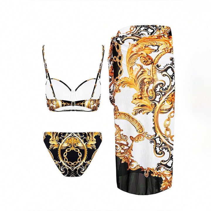 Ladies bikini set with elegant wrap skirt