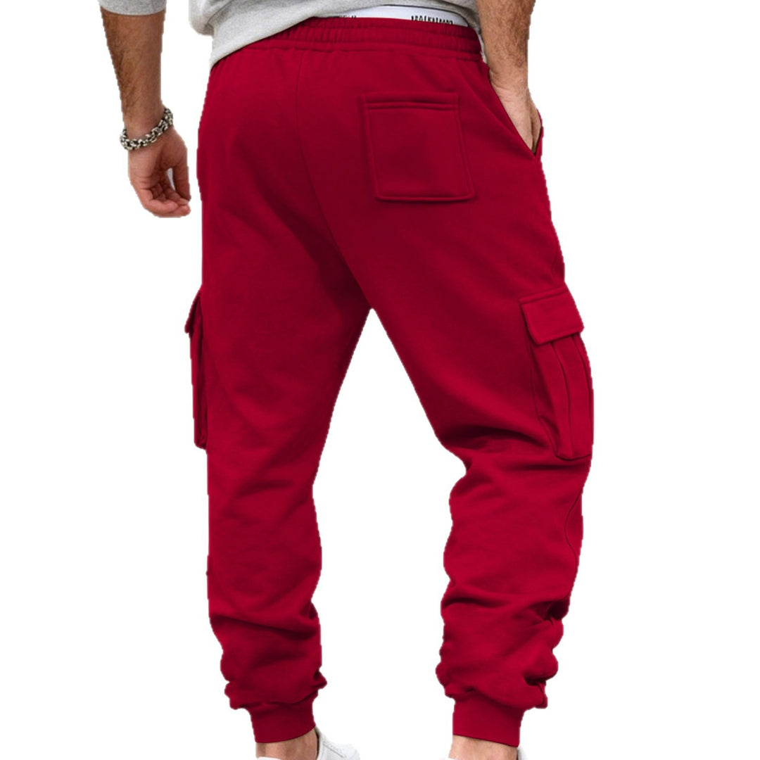 Men's casual cargo sweatpants with drawstring waistband, flap pockets and slim ankle cuffs StylebySassy