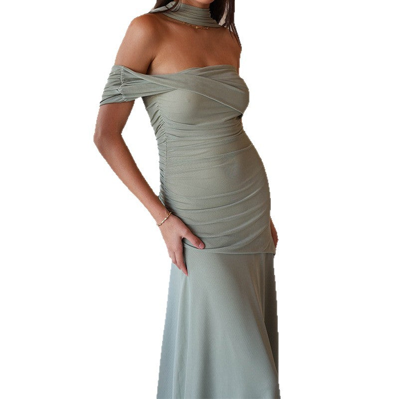 Women Refined Off-Shoulder Maxi Dress with Ruffle Details StylebySassy