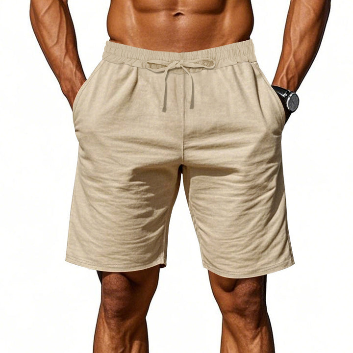 Men's casual cotton blend leisure shorts with elastic waistband and side pockets StylebySassy