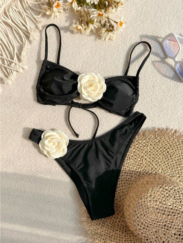 Women Bikini Set with elegant flower appliqué StylebySassy