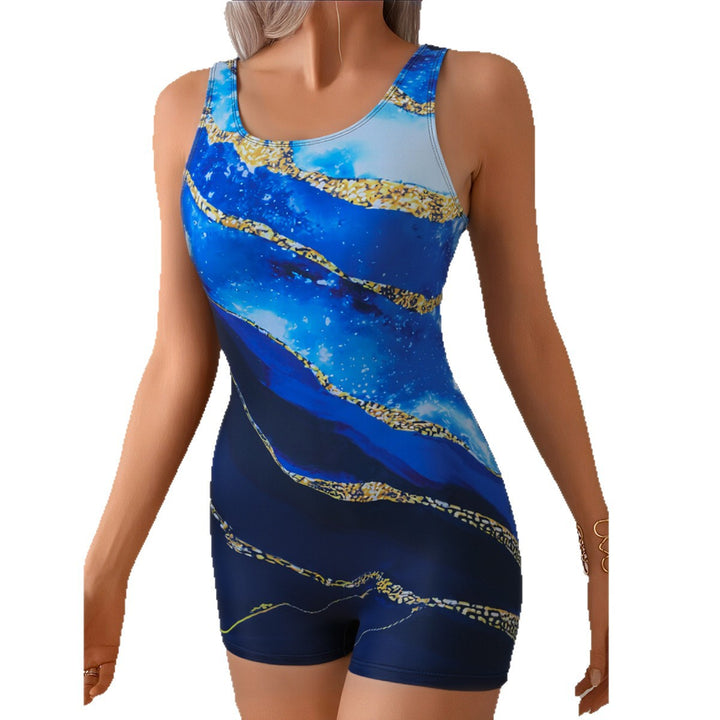 Women's Sporty One-Piece Swimsuit with Dynamic Gradient StylebySassy