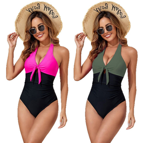 Ladies Elegant One-Piece Swimsuit with Playful Knot StylebySassy