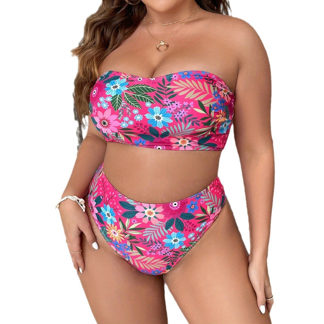 Women's bandeau bikini with floral design and high-waisted cut StylebySassy