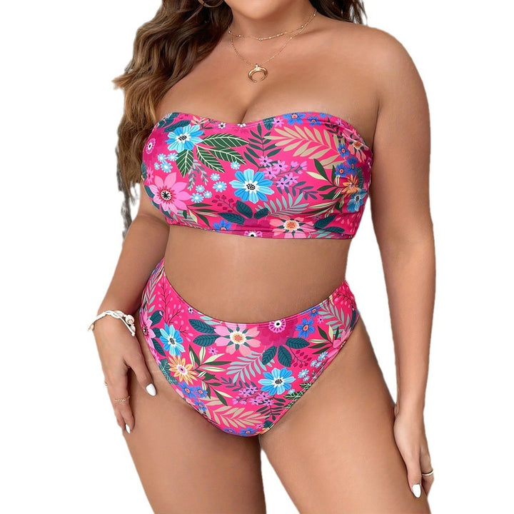 Women's bandeau bikini with floral design and high-waisted cut StylebySassy