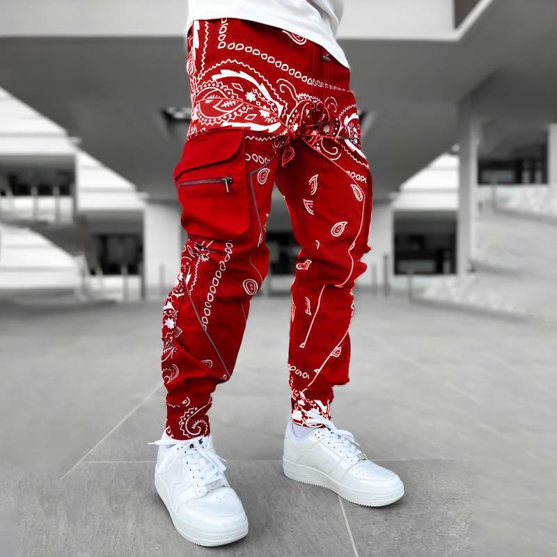 Men's Nan Bandana Cargo Jogging Pants with Drawstring and Elastic Cuffs StylebySassy
