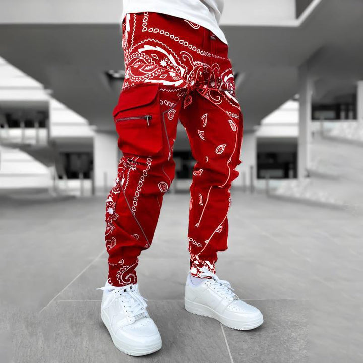 Men's Nan Bandana Cargo Jogging Pants with Drawstring and Elastic Cuffs StylebySassy
