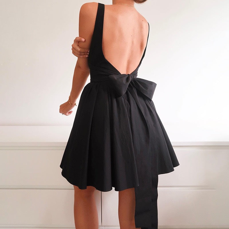Women Playful Mini Dress with Square Neckline and Swinging Skirt StylebySassy