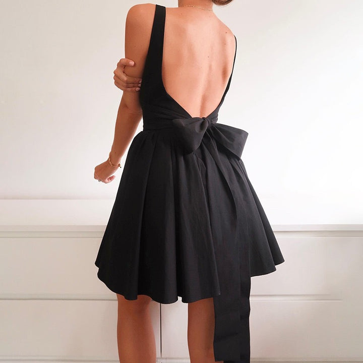 Women Playful Mini Dress with Square Neckline and Swinging Skirt StylebySassy