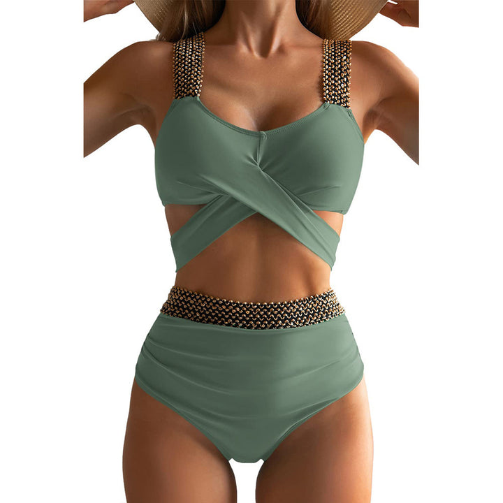 Women's High-Cut Bikini Suit with Glamorous Details StylebySassy