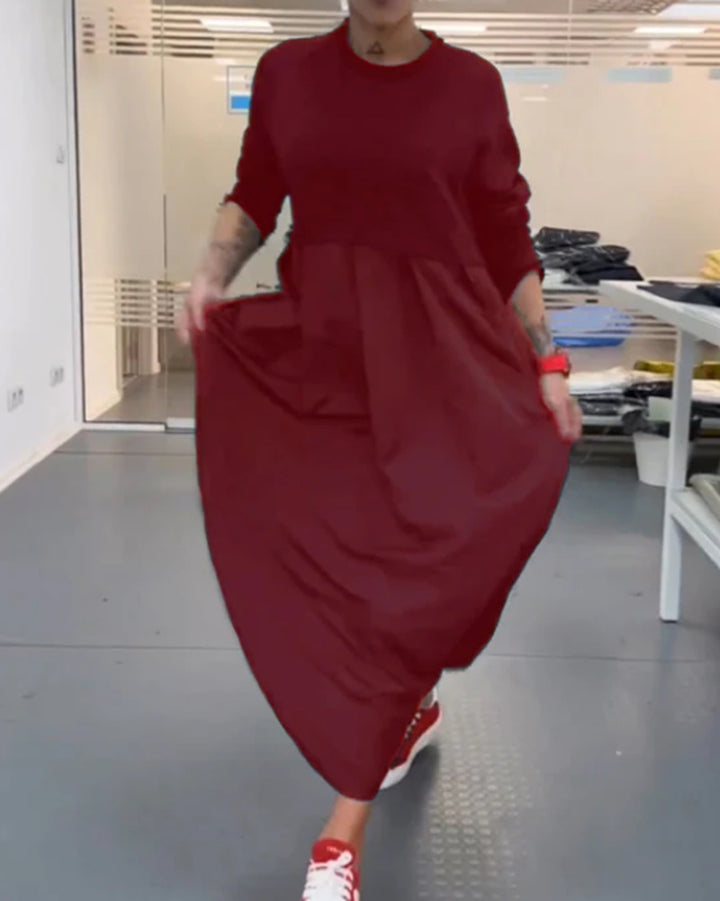 Women's nan oversized maxi dress with deep yoke and side pockets StylebySassy