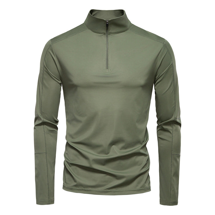 Men's functional long sleeve shirt with stand-up collar and half zipper StylebySassy